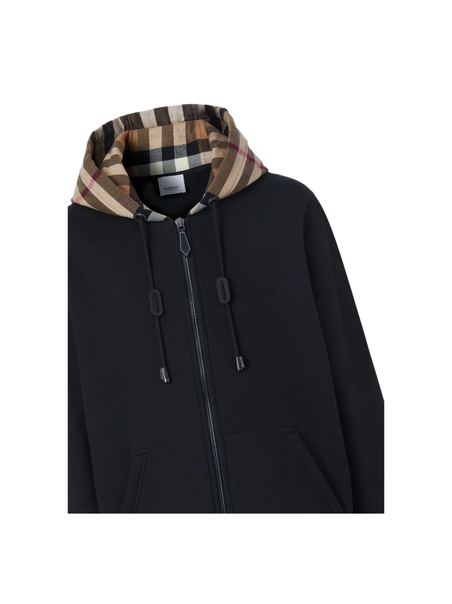 Check-Lined Zip Hoodie