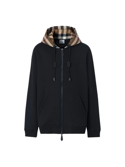 Check-Lined Zip Hoodie