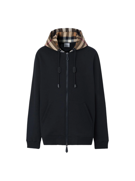 Check-Lined Zip Hoodie