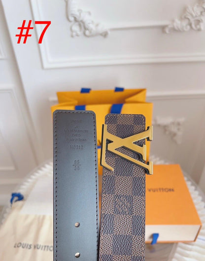 Designer-Inspired Monogram Belt with Iconic Metal Buckle