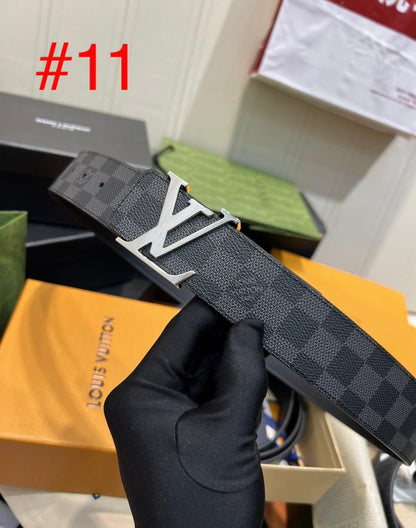 Designer-Inspired Monogram Belt with Iconic Metal Buckle